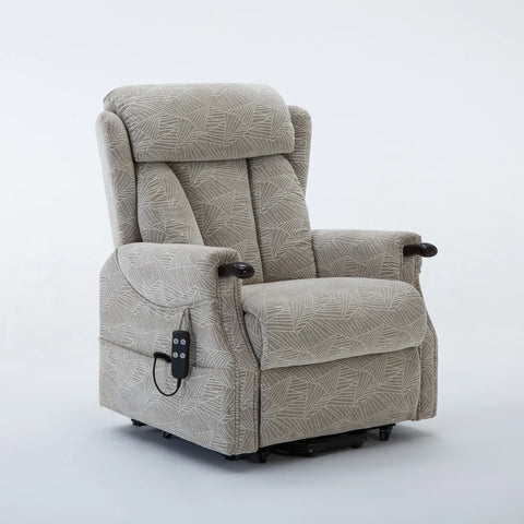 Oslo Brushstroke Cream Fabric Dual Motor Riser Recliner Chair