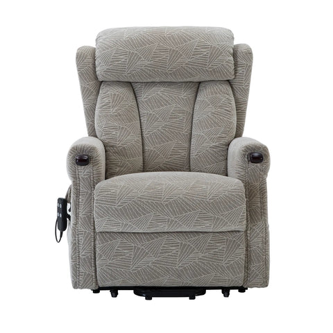 Oslo Brushstroke Cream Dual Motor Riser Recliner Chair for Elderly