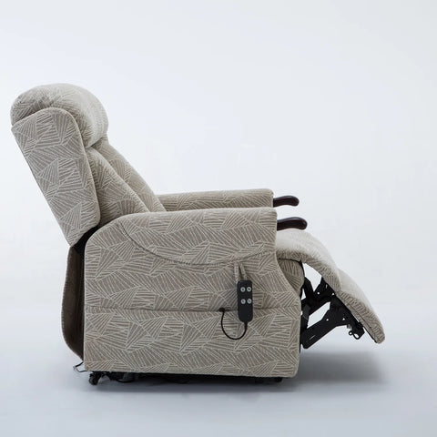 Oslo Luxury Brushstroke Cream Dual Motor Riser Recliner Chair