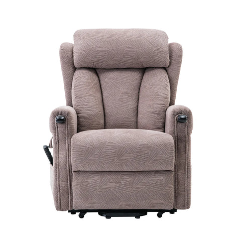 Oslo Brushstroke Mocha Fabric Mobility Dual Motor Riser Recliner Chair 