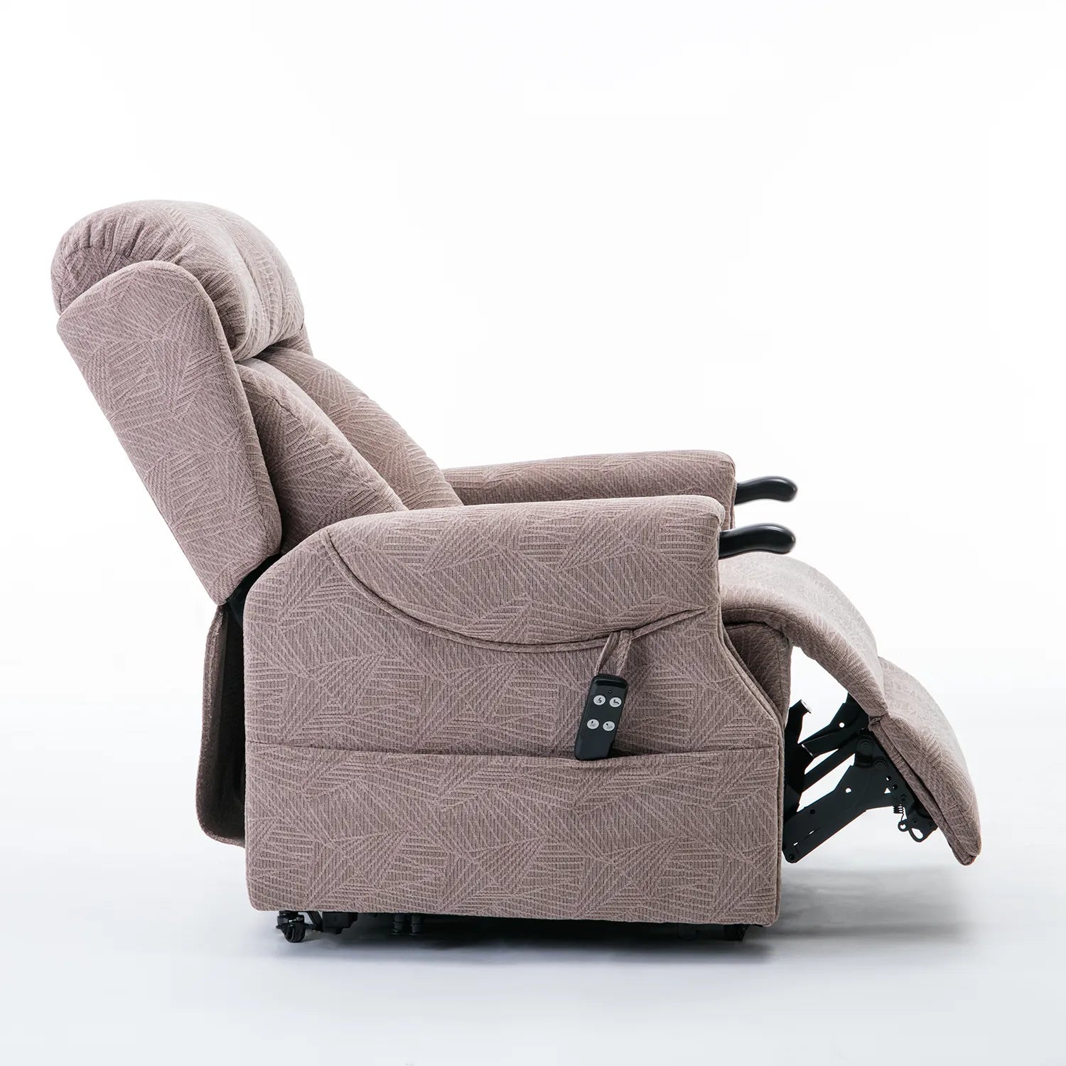 Oslo Brushstroke Mocha Fabric Dual Motor Riser Recliner Chair for Elderly