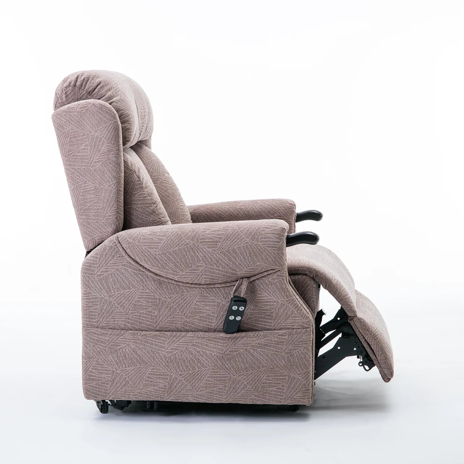 Oslo Dual Motor Riser Recliner Chair in Brushstroke Mocha Fabric