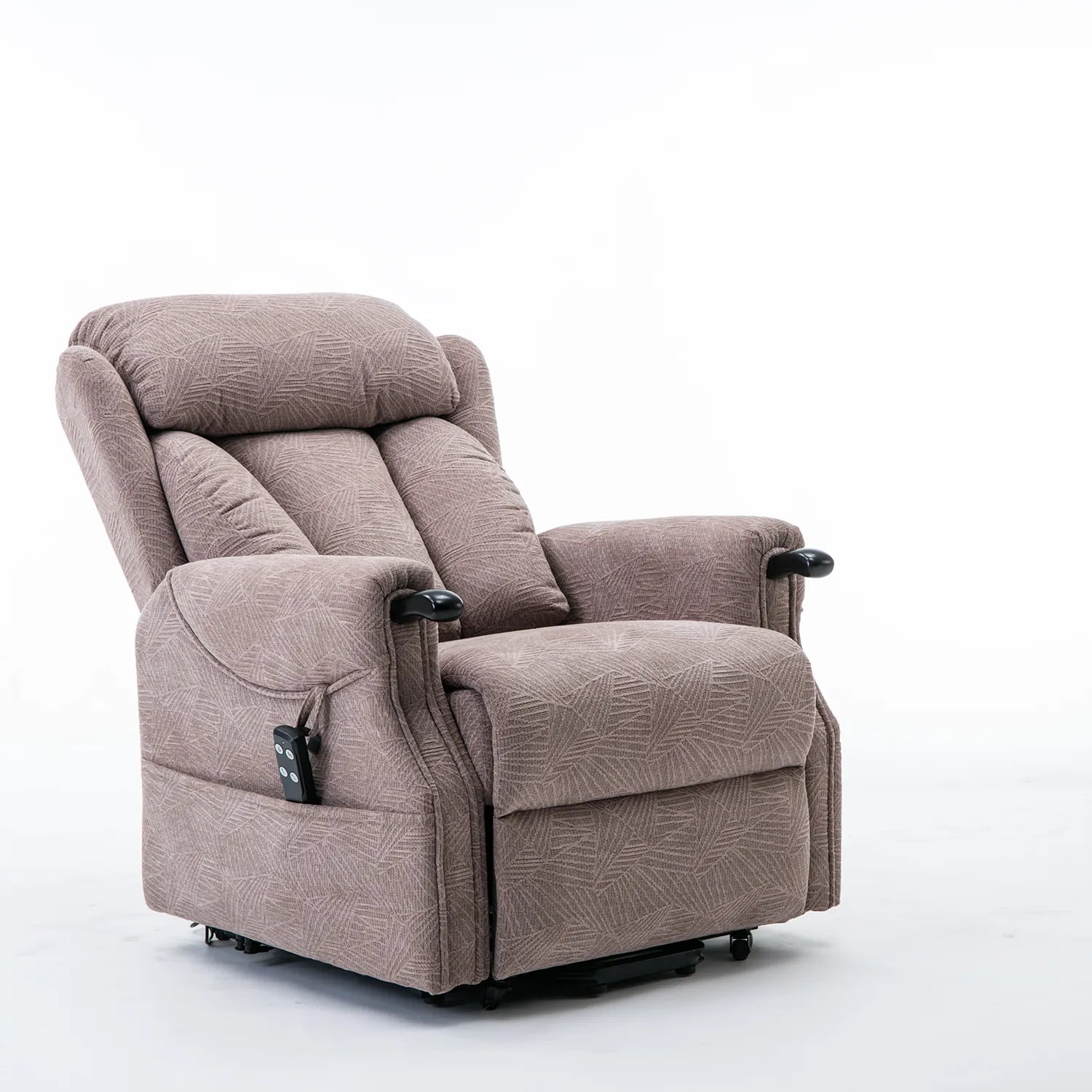 Oslo Dual Motor Riser Recliner Chair in Brushstroke Mocha Fabric