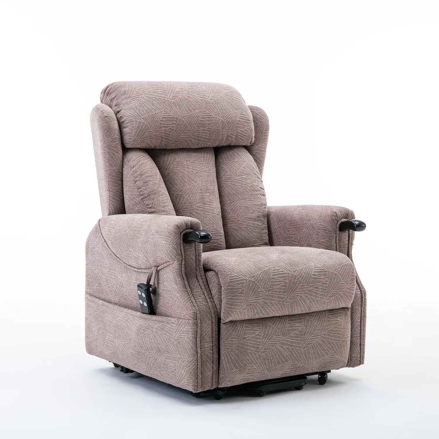 Oslo Brushstroke Mocha Fabric Dual Motor Riser Recliner Chair Sale