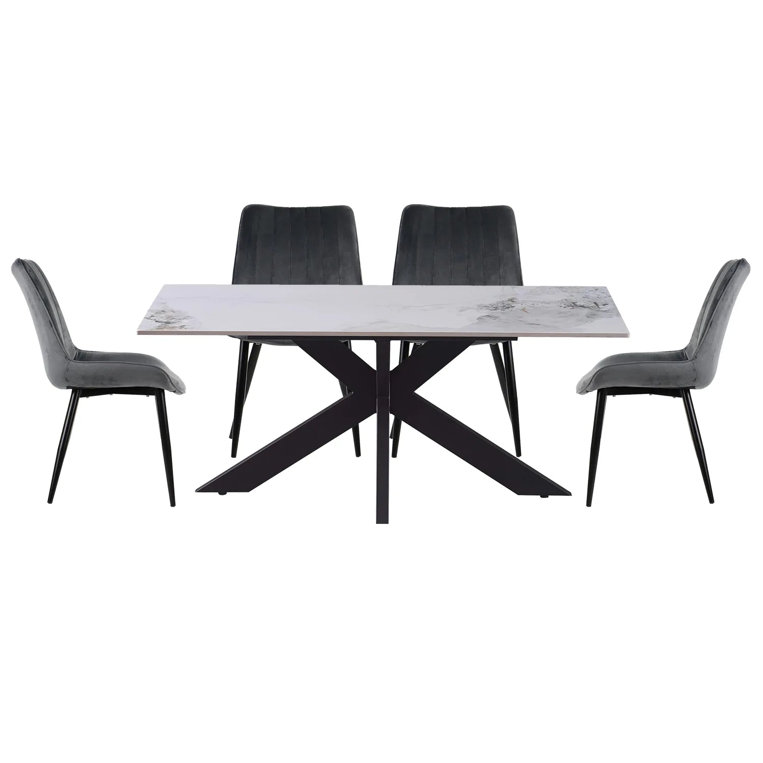 Oslo 1.8M White Ceramic Top Dining Table with Roco Swivel Chairs