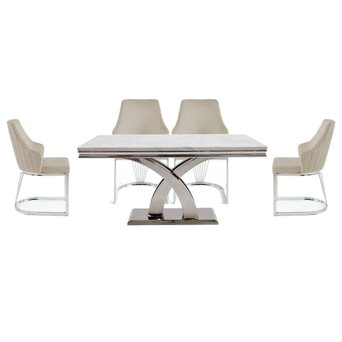 Ottavia Marble top Dining Table with Chairs 