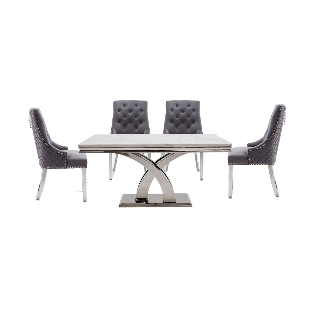 Ottavia White Marble dining Table with Chairs