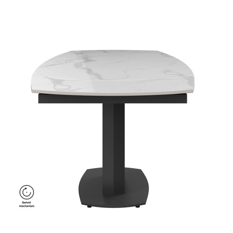 White High Gloss Swivel Extending Dining Table