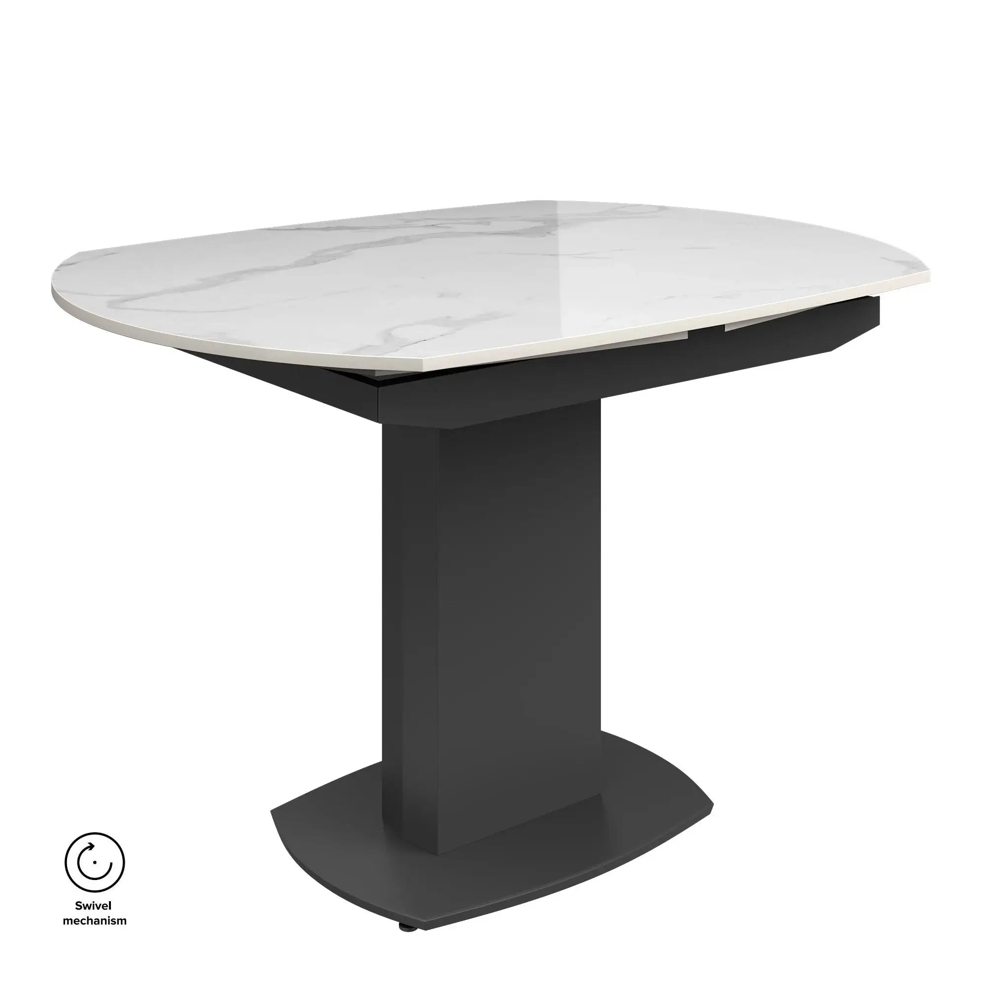 Ovaluxe Gloss White Ceramic Swivel Ext Dining Table