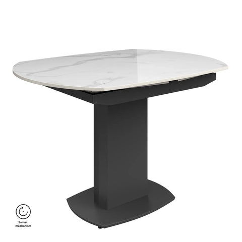 White ceramic Dining table with black base