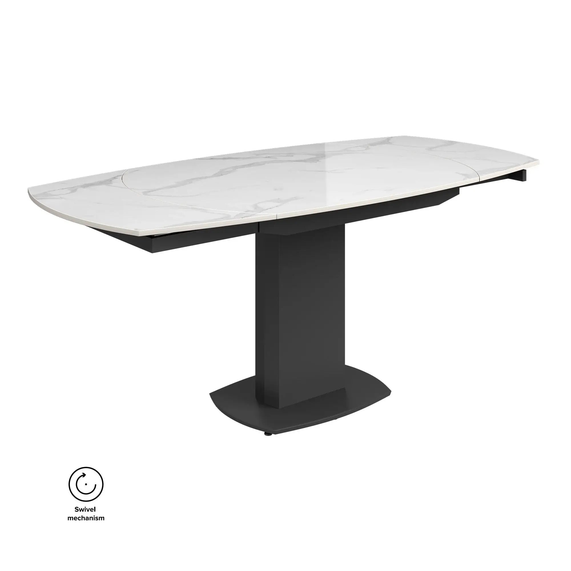 Ovaluxe Gloss White Ceramic Swivel Ext Dining Table