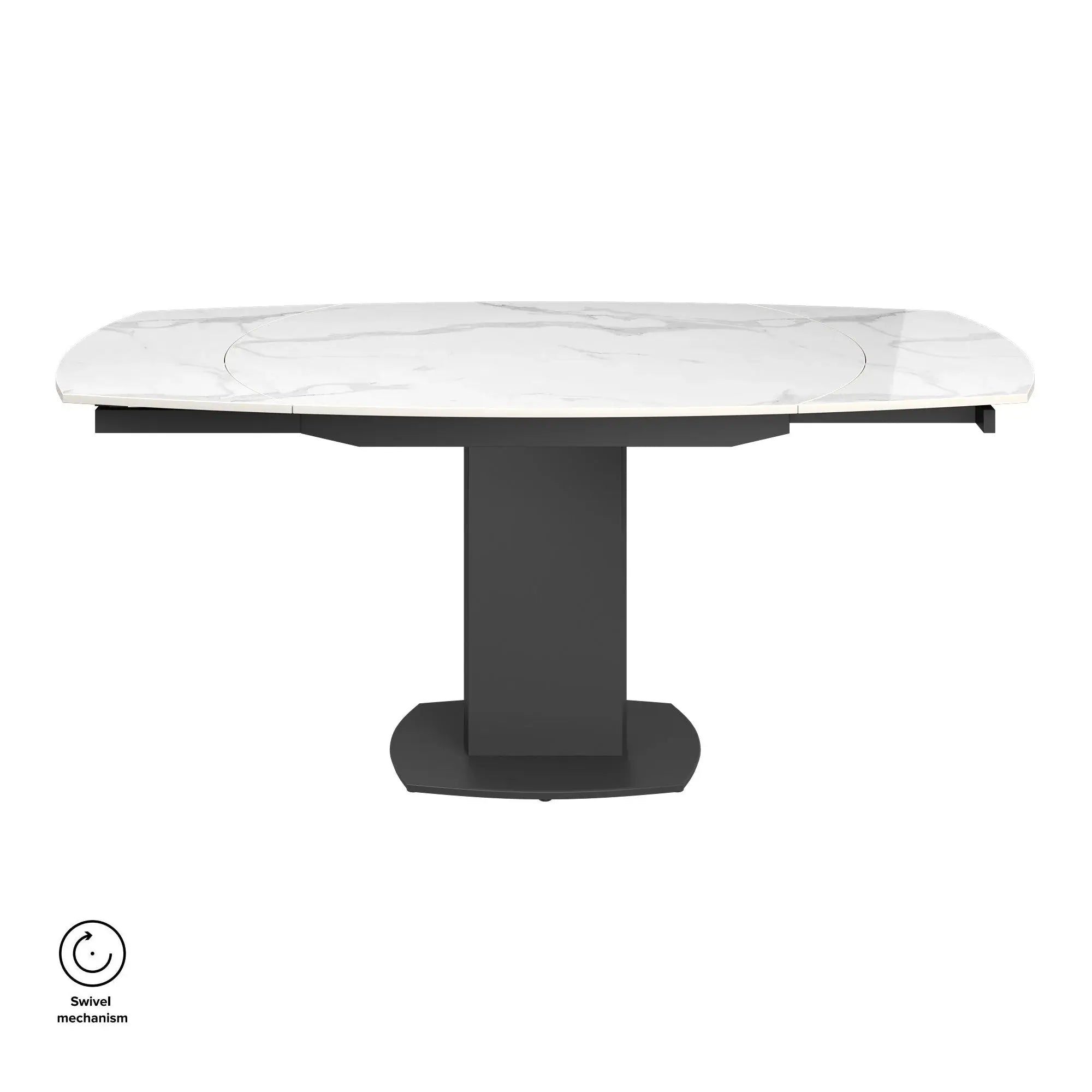 Ovaluxe Gloss White Ceramic Swivel Ext Dining Table