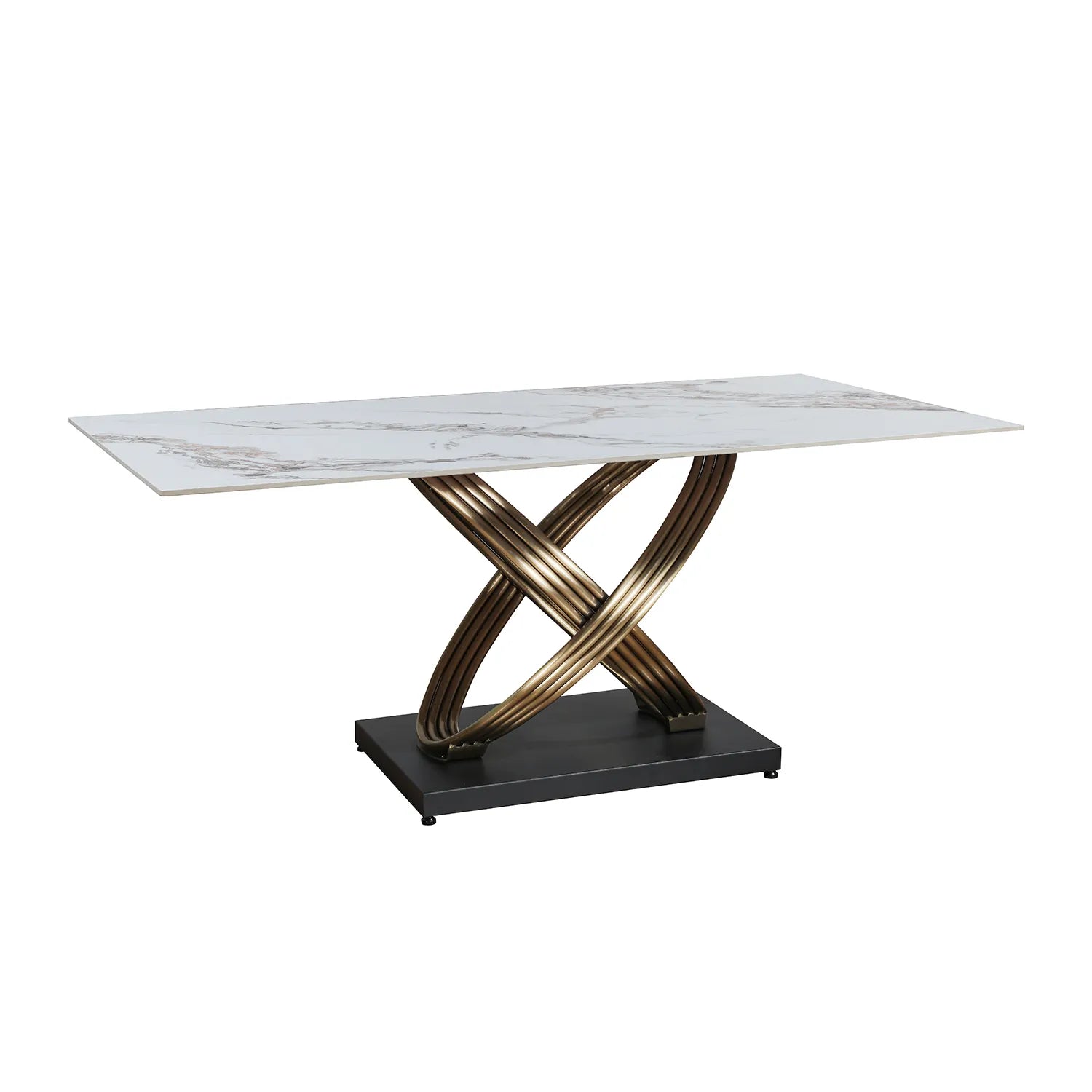 Ovell White & Gold Ceramic 1.8M Dining Table