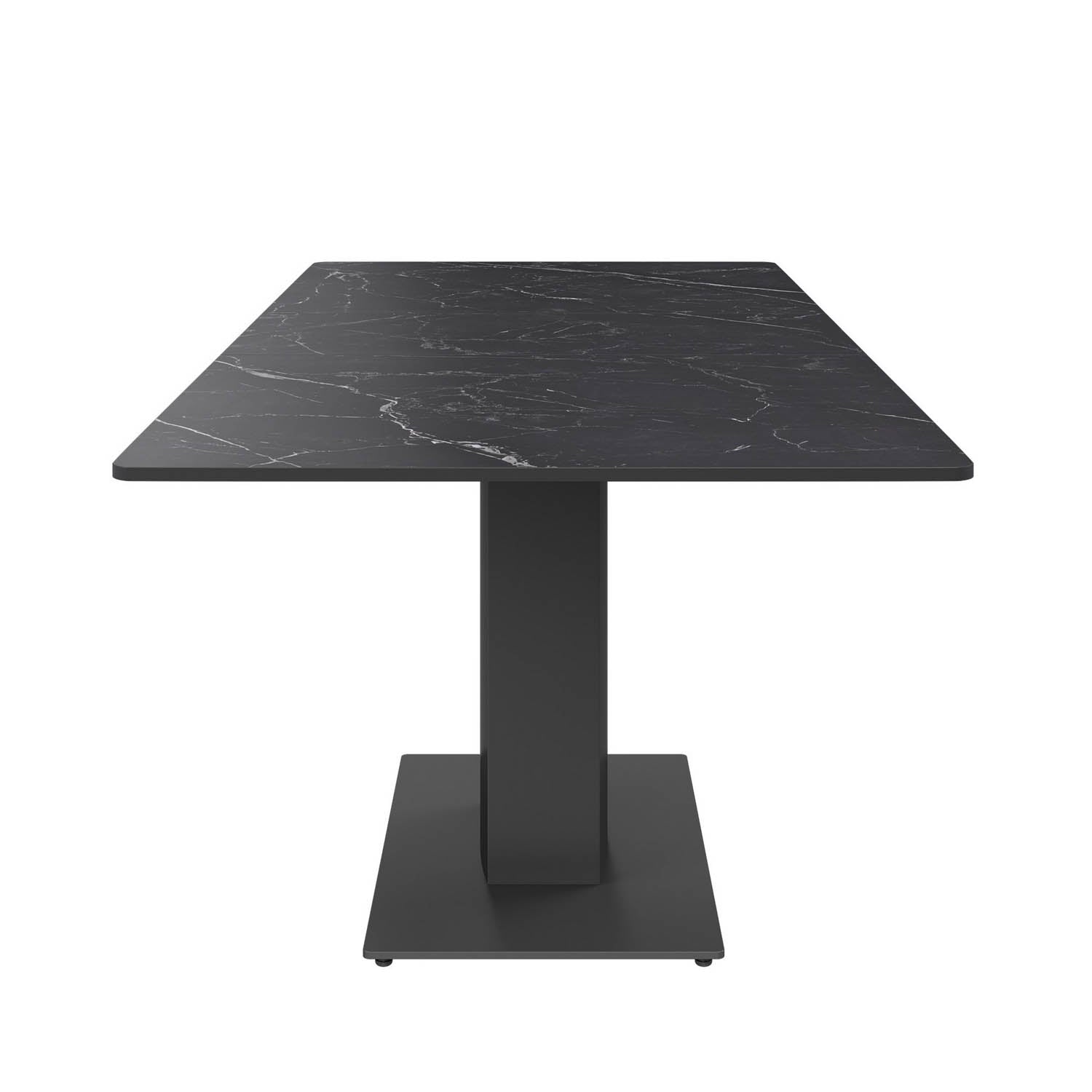 Pavoni 140-180cm Matte Black Ceramic Auto-Rise Extending Dining Table with 4 Chairs