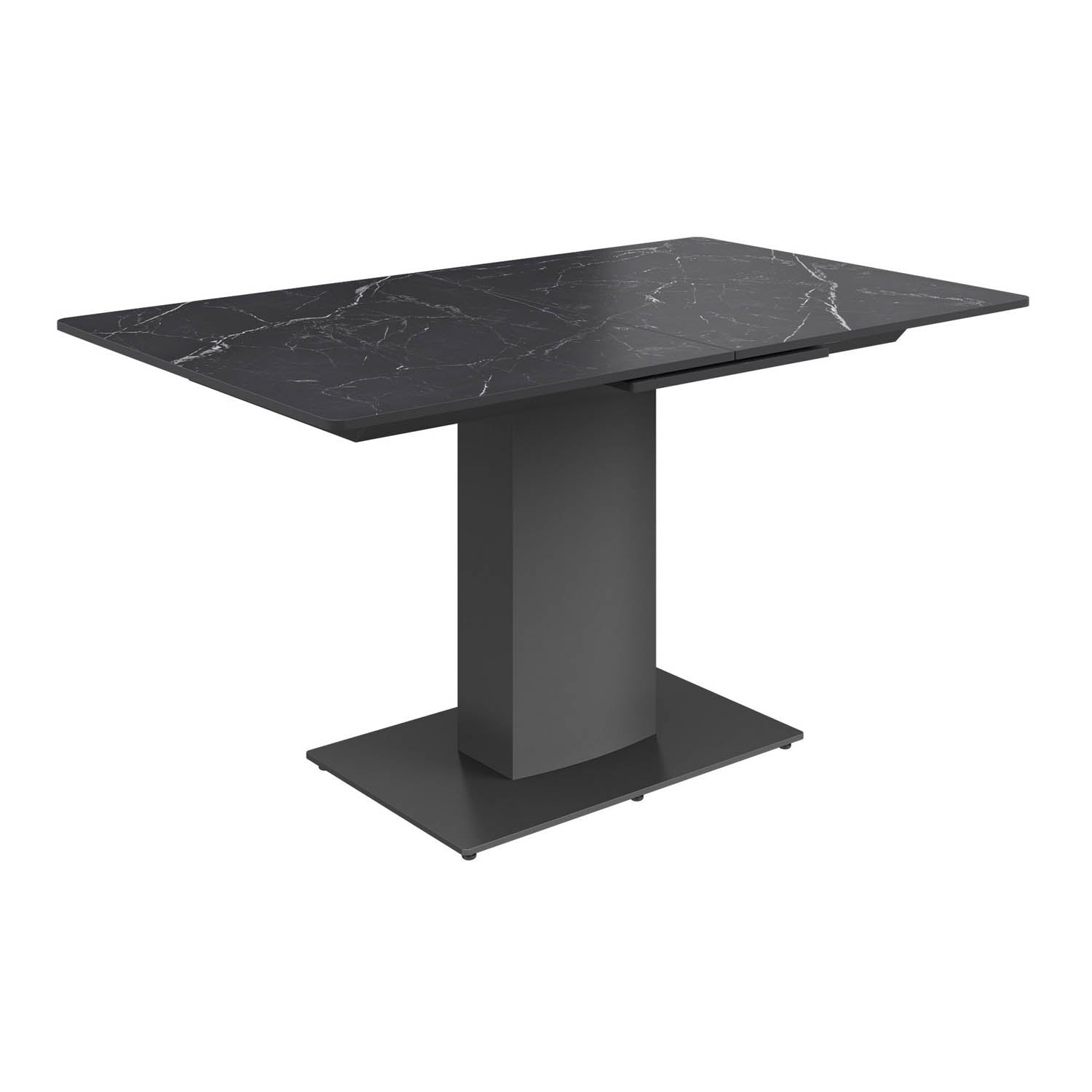 Pavoni 140-180cm Matte Black Ceramic Auto-Rise Extending Dining Table with 4 Chairs