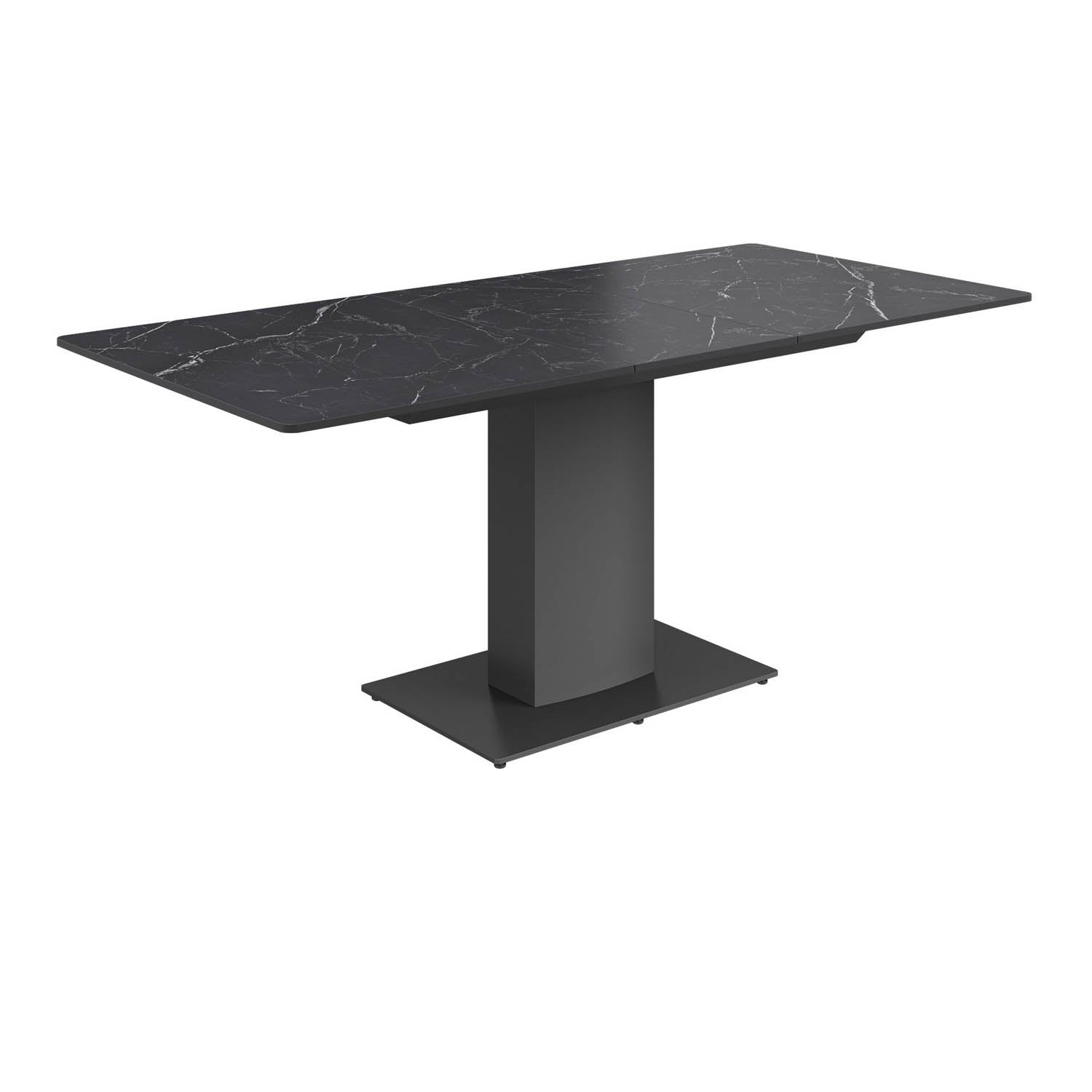 Pavoni 140-180cm Matte Black Ceramic Auto-Rise Extending Dining Table with 4 Chairs