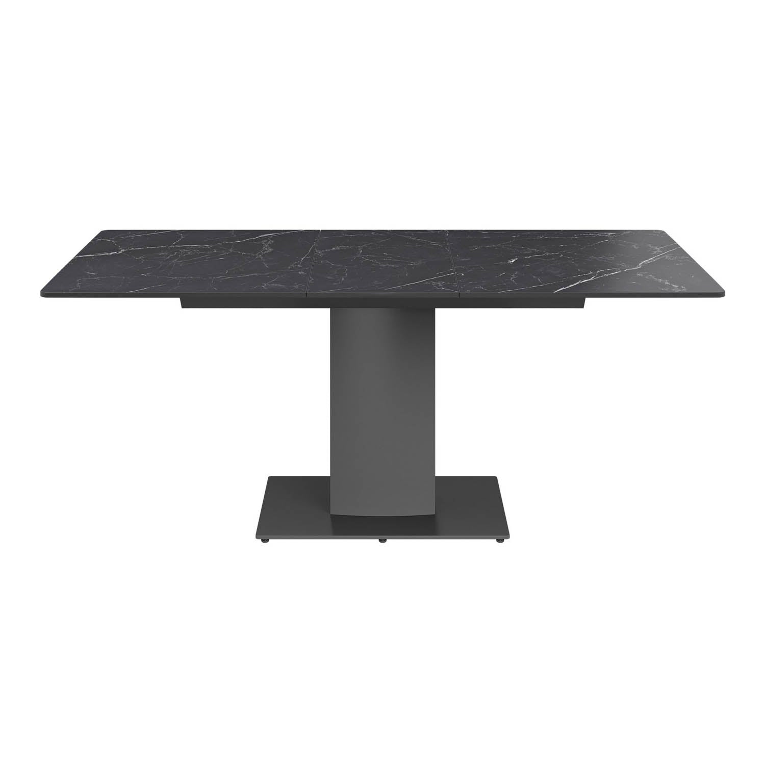 Pavoni 140-180cm Matte Black Ceramic Auto-Rise Extending Dining Table with 4 Chairs