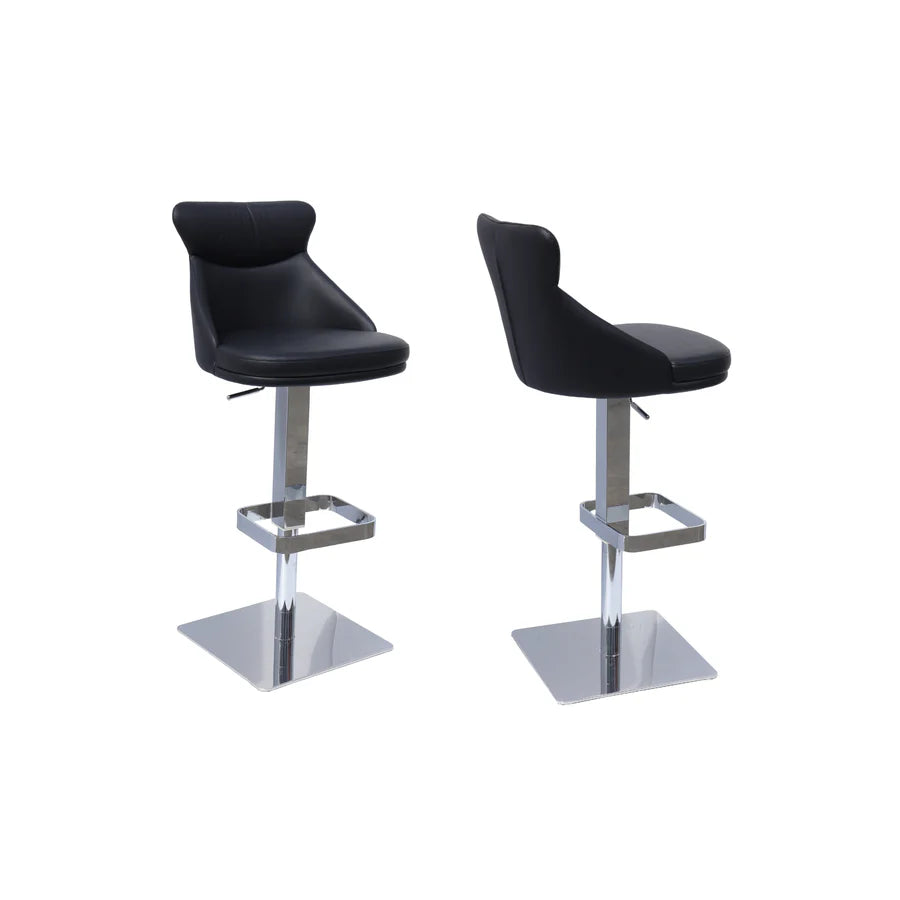 Sergio Black Leather Bar Stools