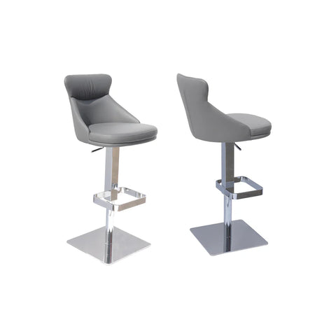 Sergio Grey Leather Bar Stools