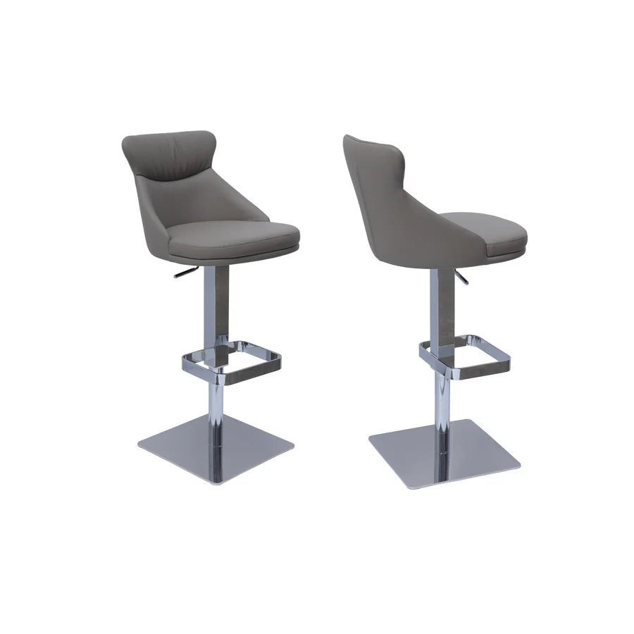 Sergio Taupe Leather Bar Stools