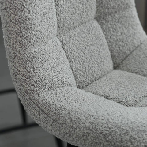 Pair of Grey Boucle Bar Stools, also available in Cream - Close Up of Boucle Fabric