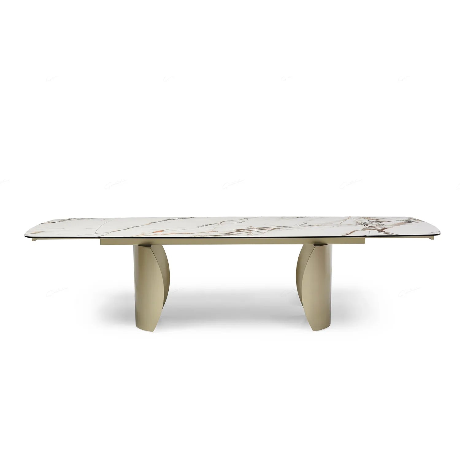 Paoli Matt White & Earth Vein Italian Ceramic Extending Dining Table