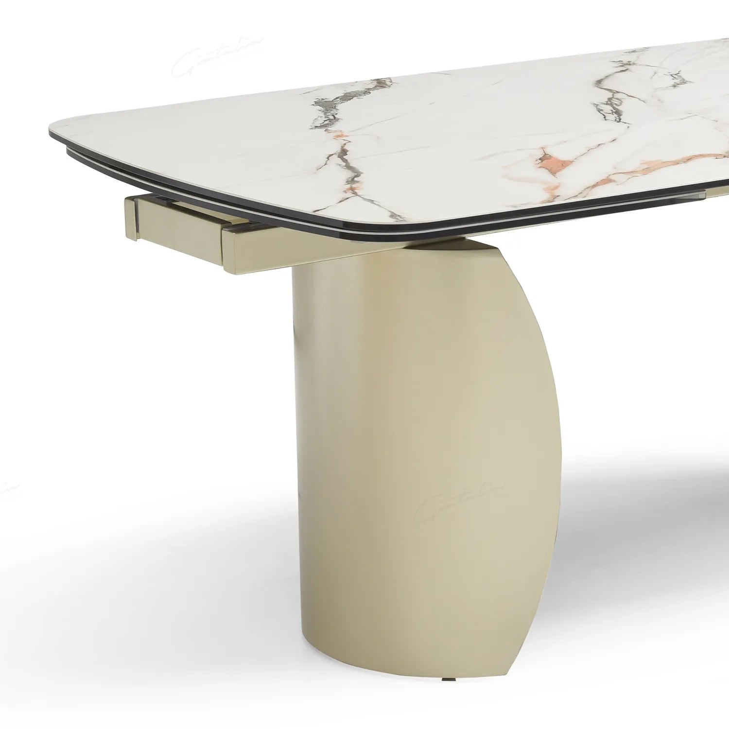 Paoli Matt White & Earth Vein Italian Ceramic Extending Dining Table