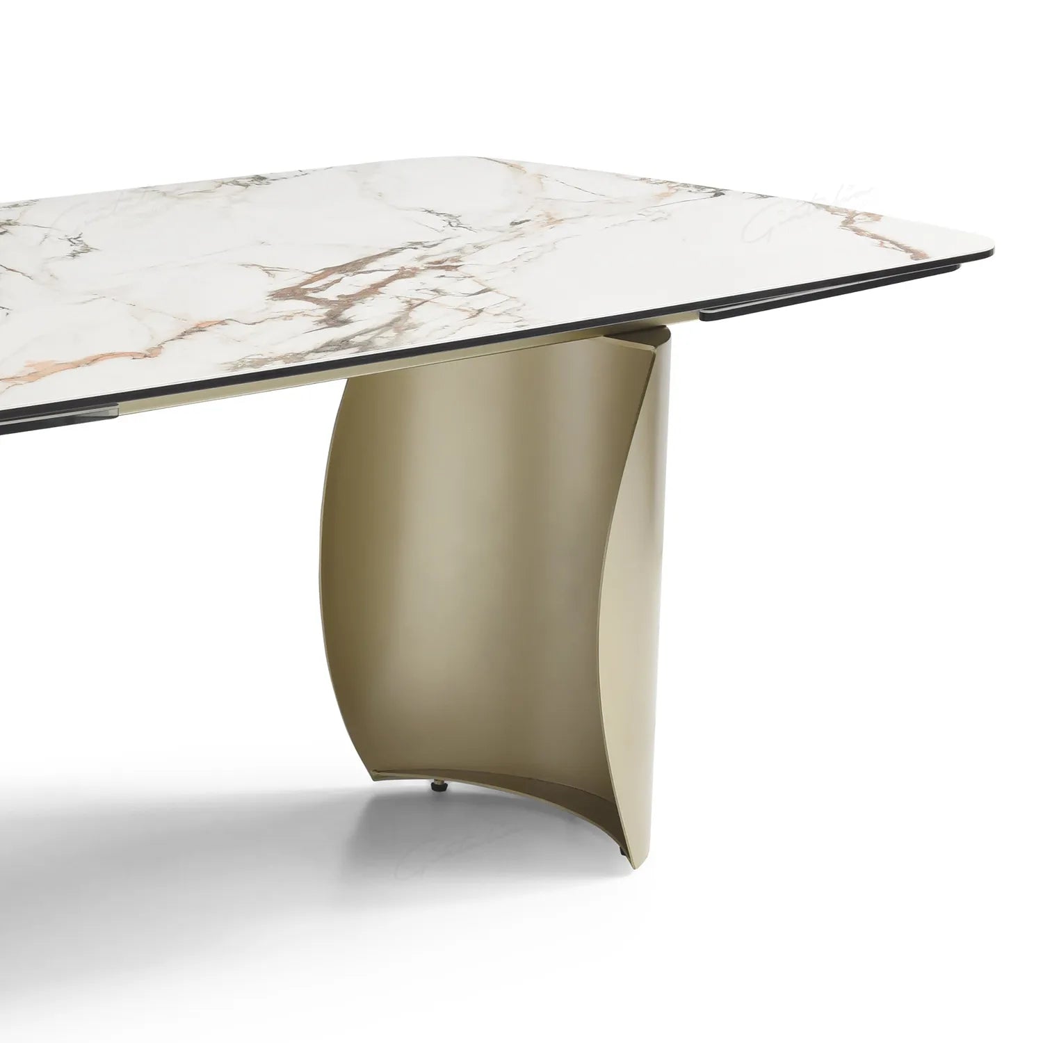 Paoli Matt White & Earth Vein Italian Ceramic Extending Dining Table