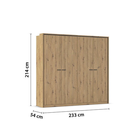 Zolo Artisan Oak 4 Door hinged Wardrobe - 230cm