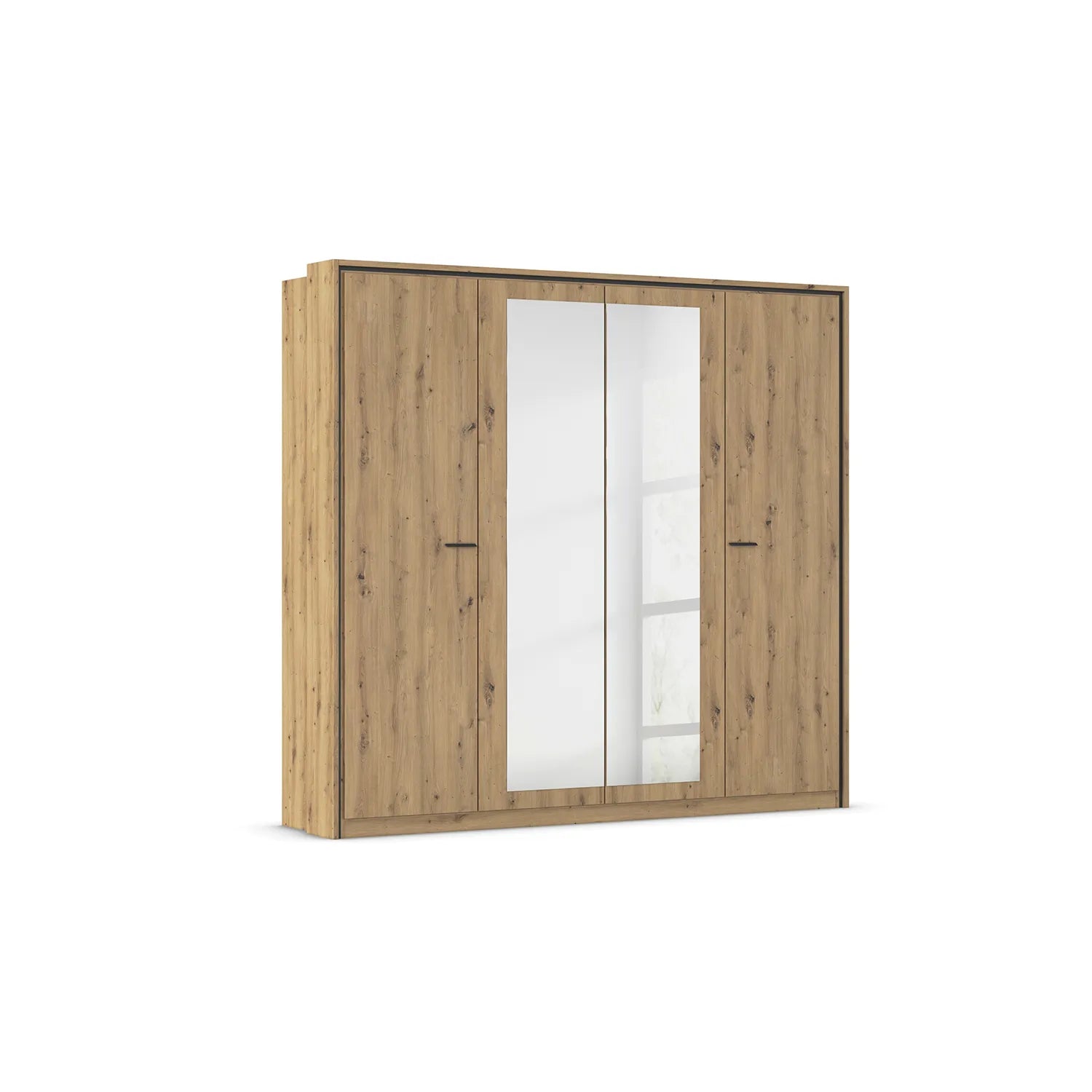 Zolo Artisan Oak 4 Door hinged Wardrobe With Mirror- 230cm