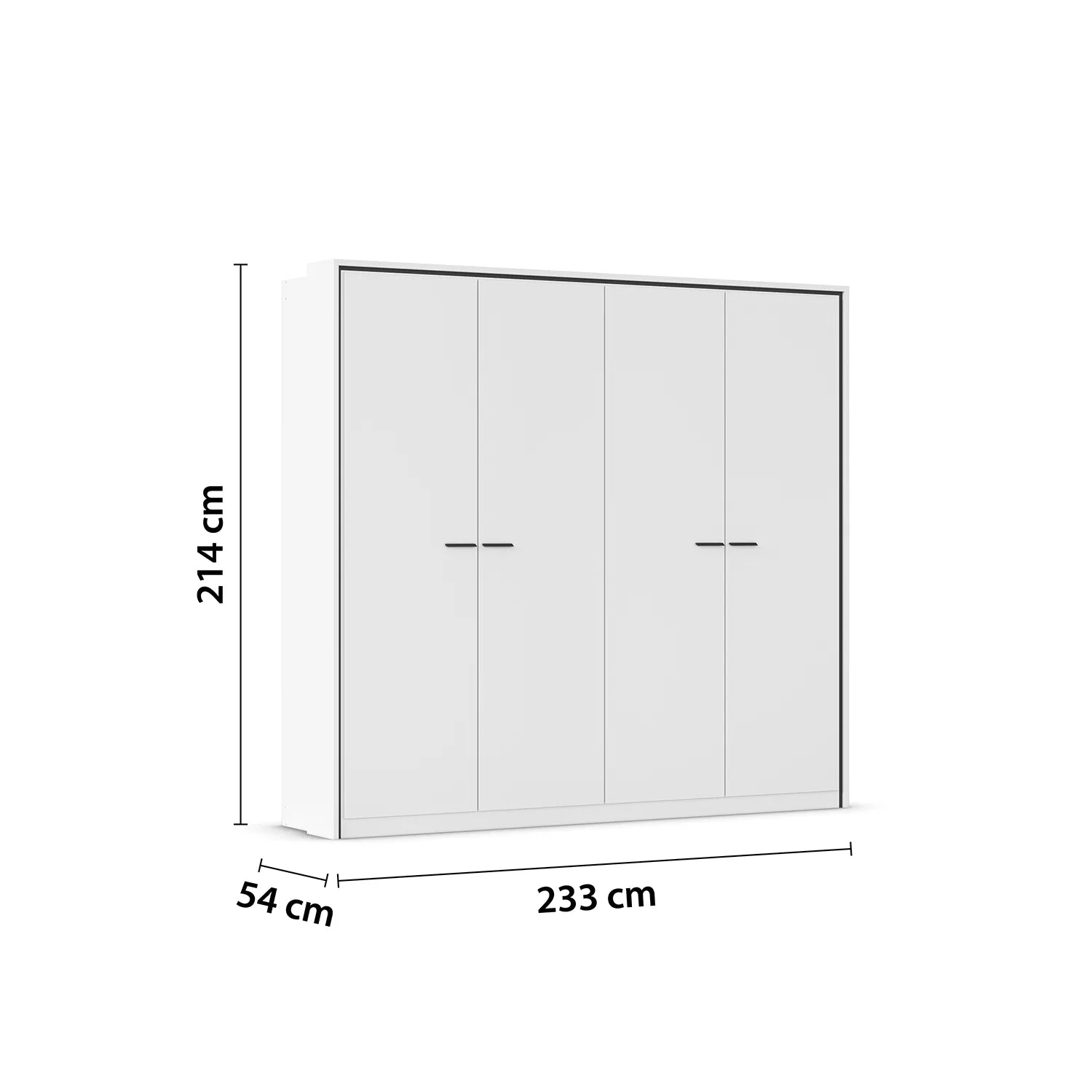 Zolo White 4 Door hinged Wardrobe - 230cm
