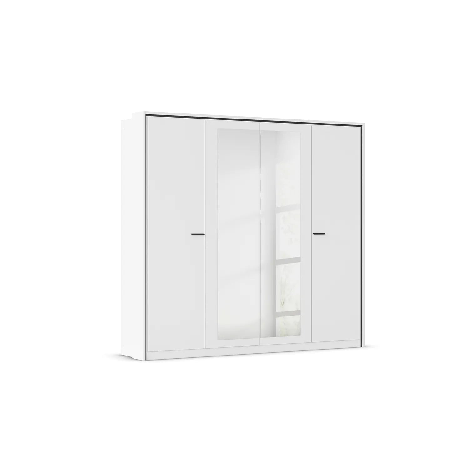 Zolo White 4 Door hinged Wardrobe With Mirror - 230cm