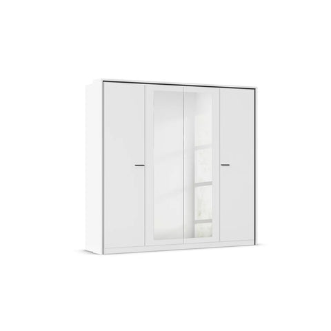 Zolo White 4 Door hinged Wardrobe With Mirror - 230cm