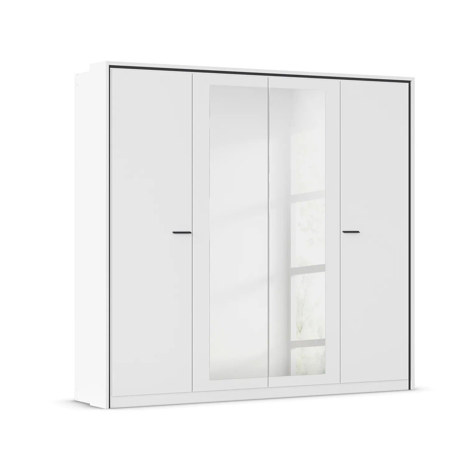 Zolo White 4 Door hinged Wardrobe With Mirror - 230cm