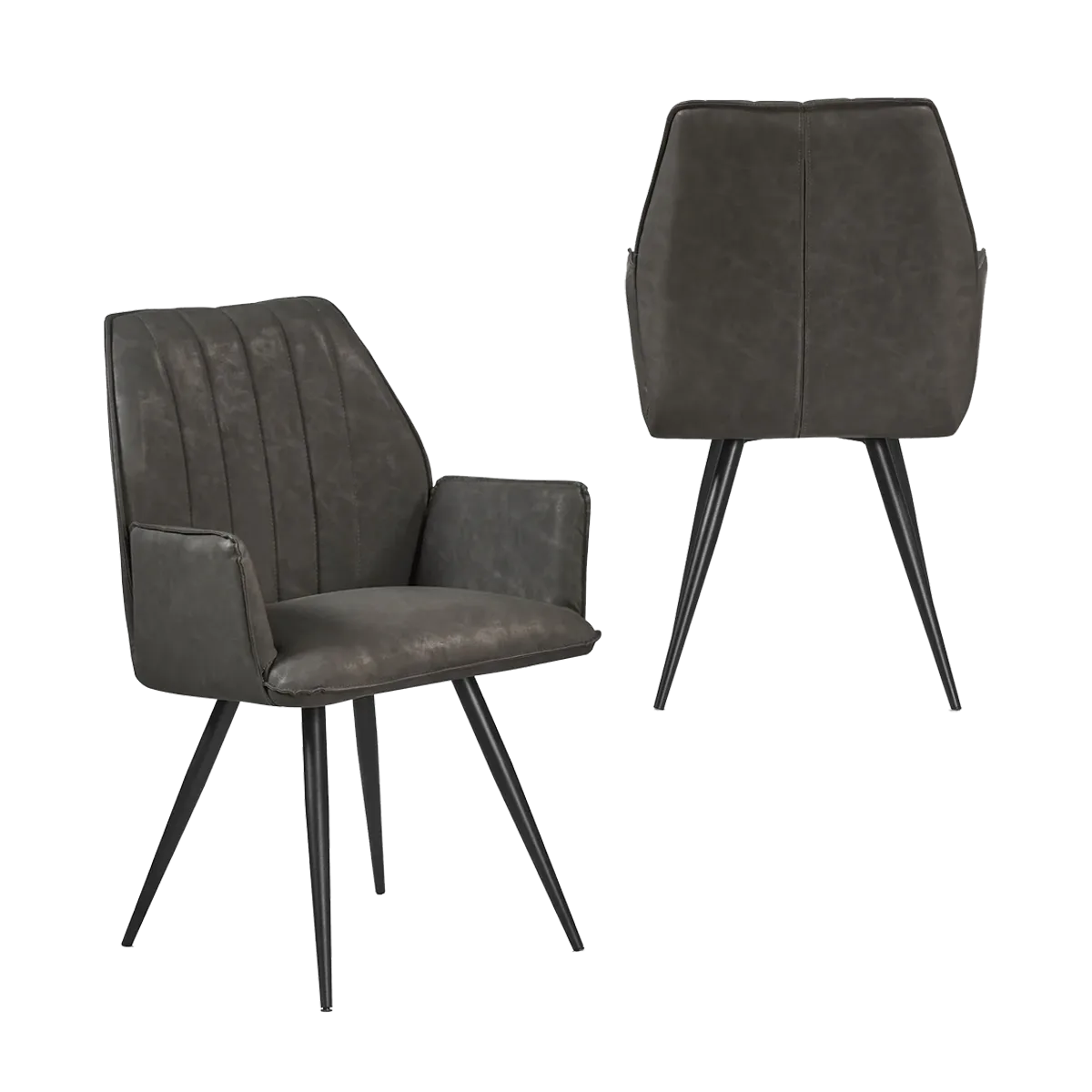 Solace Distressed Dark Grey PU Dining Chairs, Set of 4