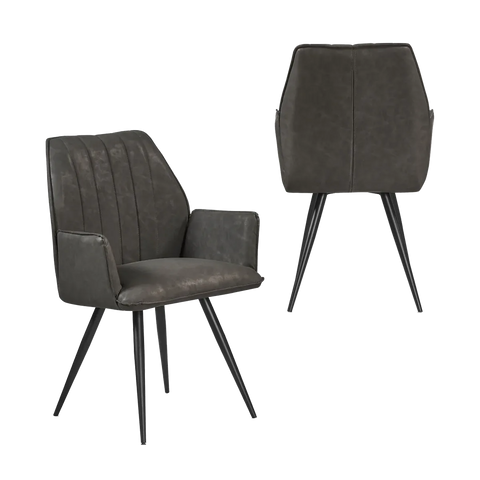 Solace Distressed Dark Grey PU Dining Chairs, Set of 4 - Main 