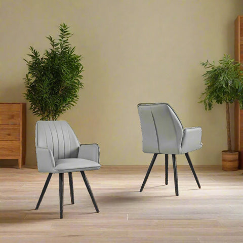 Solace Light Grey PU Dining Chairs, Set of 4 - Lifestyle 