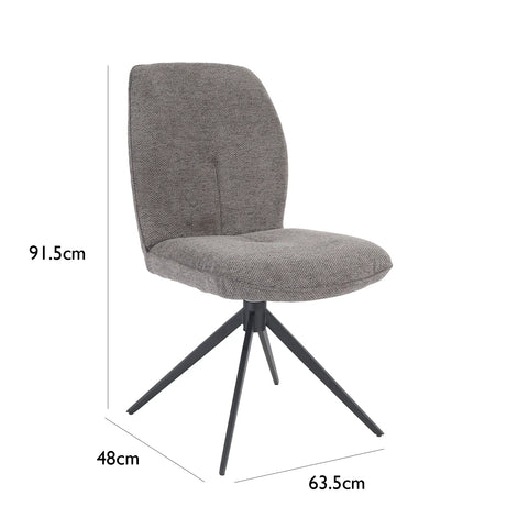 Perla Set of 4 Fabric Swivel Dining Chairs - Dimensions