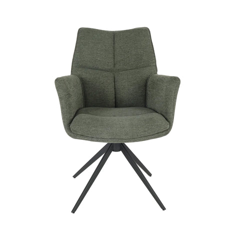 Kiara Green Fabric Swivel Dining Chairs