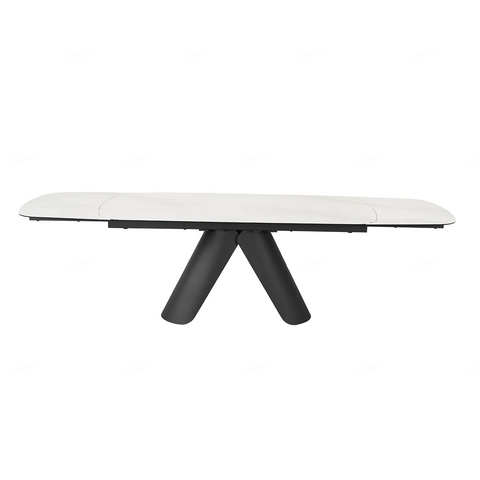 Perla Large White Ceramic Top Extending Dining Table