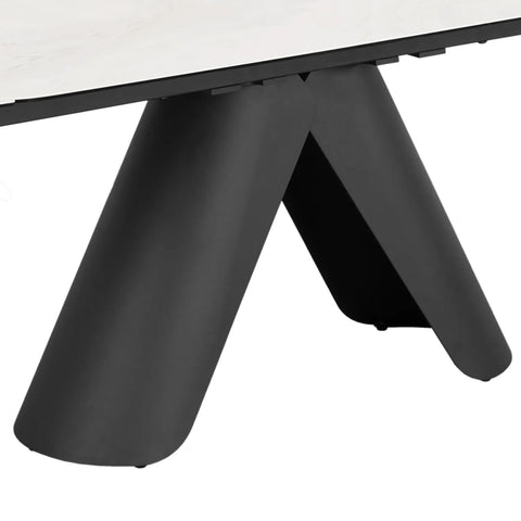 Perla Large Extending Dining Table - Black  Powder Coated Metal Pedestal Base