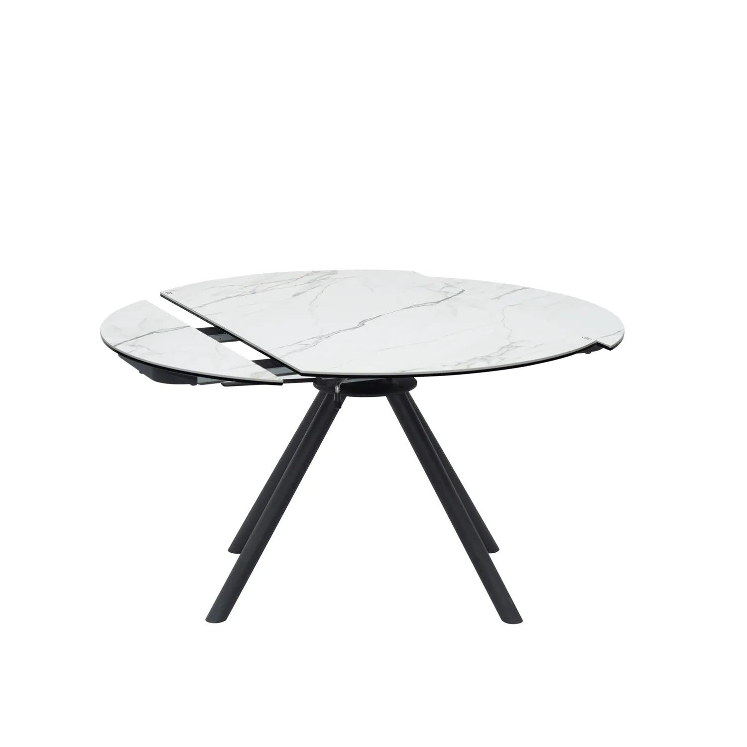 Perla White Ceramic Extending Round Dining Table