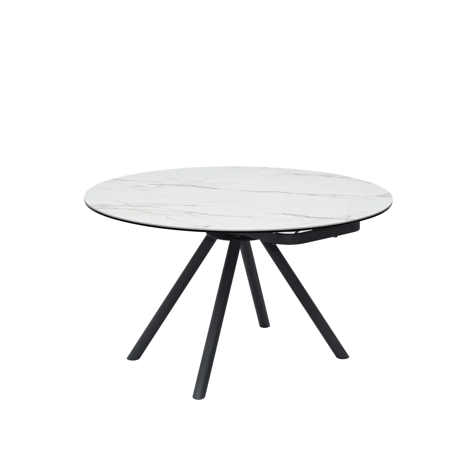 Perla White Ceramic Extending Round Dining Table