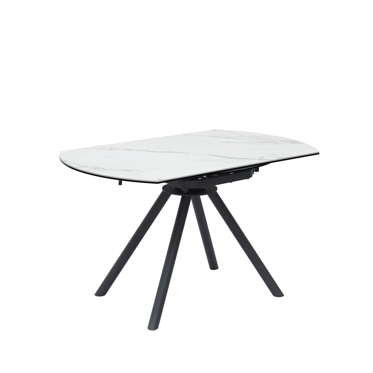 Perla White Ceramic Extending Round Dining Table