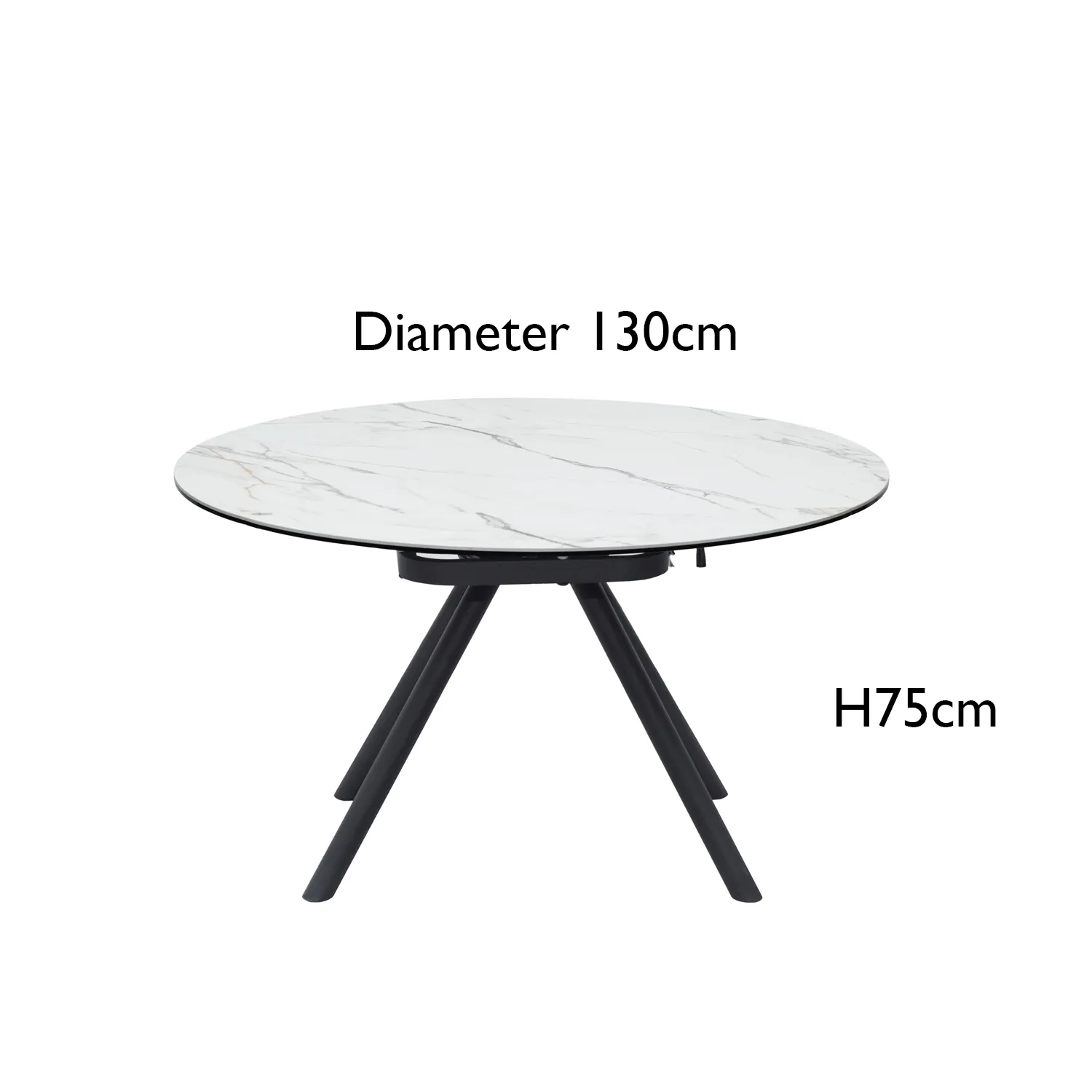 Perla White Ceramic Extending Round Dining Table