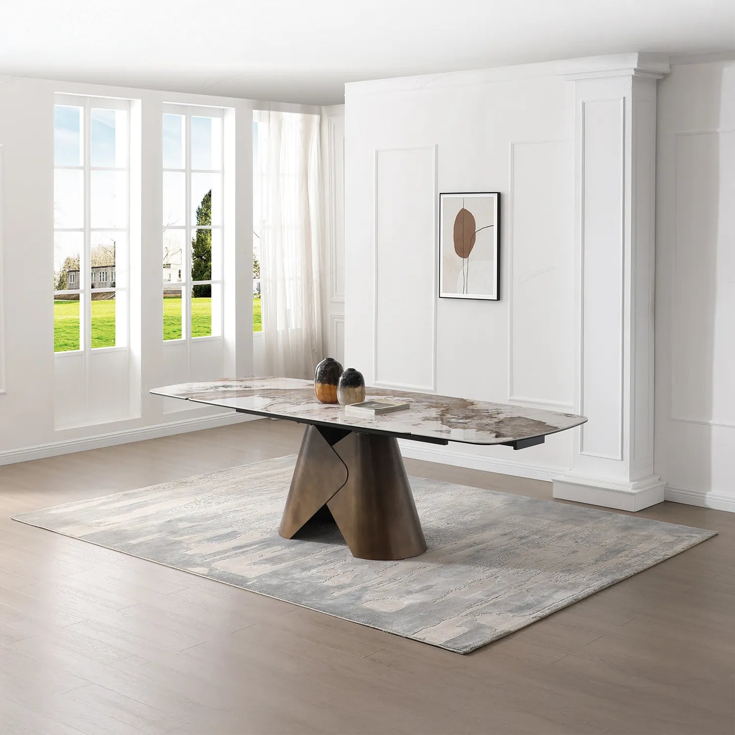 Titus 1.8M White Pandora Ceramic Extending Dining Table