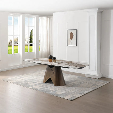 Titus 1.8M White Pandora Ceramic Extending Dining Table - Angle Lifestyle