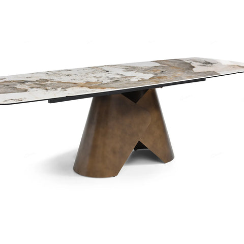 Pandora White Extending Dining Table with Bronze Base