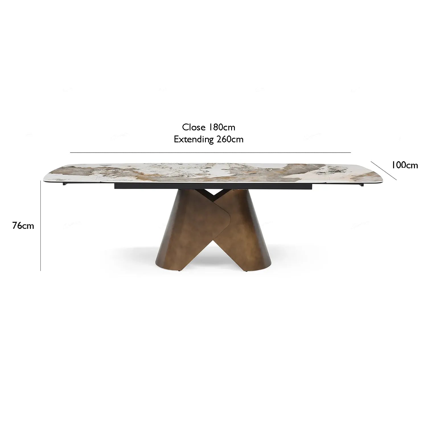 Titus 1.8M White Pandora Ceramic Extending Dining Table