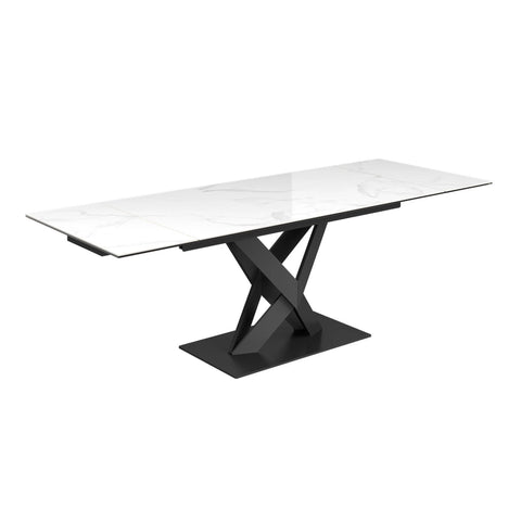 Phoenix White Gloss Ceramic Extending Dining Table - Extended-Table-Image